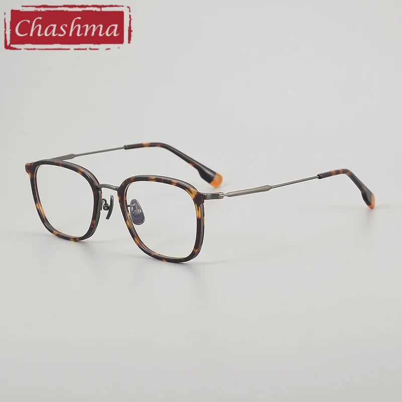 Chashma Ottica Men's Full Rim Square Acetate Titanium Eyeglasses 412808
