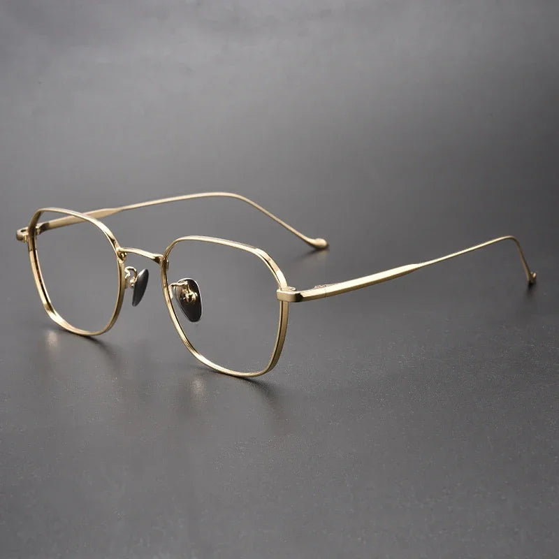 Aror Women's Full Rim Flat Top Square Titanium Eyeglasses 411316 Full Rim Aror Gold