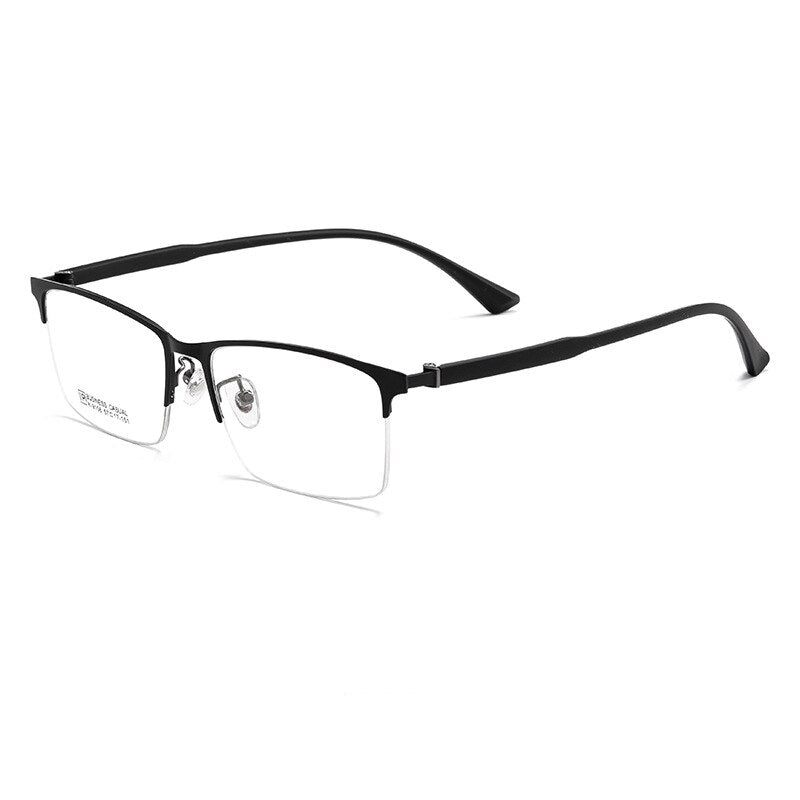 Yimaruili Men's Semi Rim Square Alloy Eyeglasses K9106 Semi Rim Yimaruili Eyeglasses Black Gun  