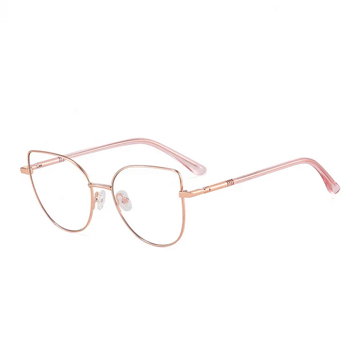 Ralferty Women's Full Rim Square Cat Eye Alloy Eyeglasses R83605 Full Rim Ralferty C4 RoseGold CHINA 