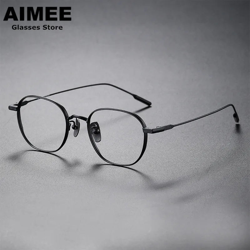 Aimee Women's Full Rim Polygon Square Titanium Eyeglasses 49808 Full Rim Aimee Black