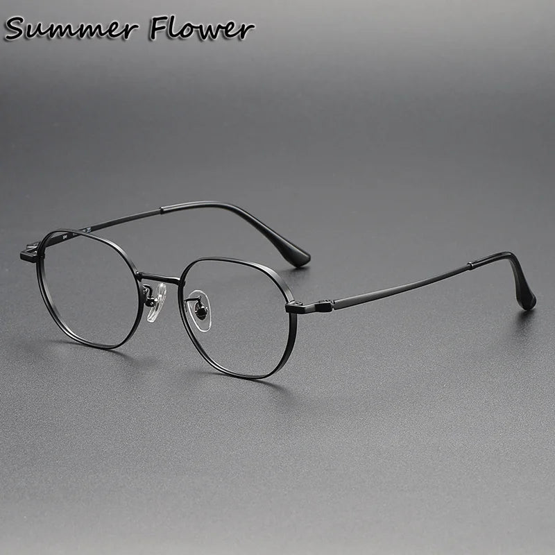 Summer Flower Women's Full Rim Flat Top Round Steel Eyeglasses 124208