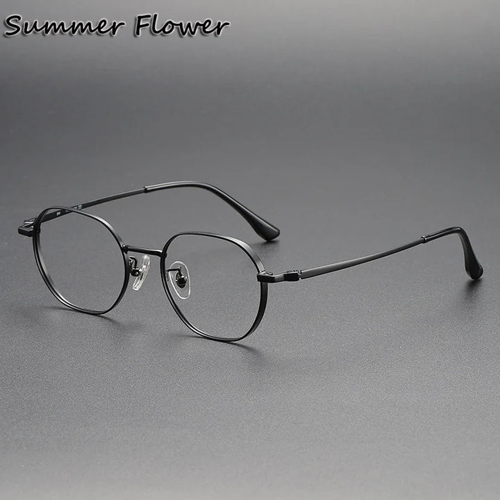 Summer Flower Women's Full Rim Flat Top Round Steel Eyeglasses 124208