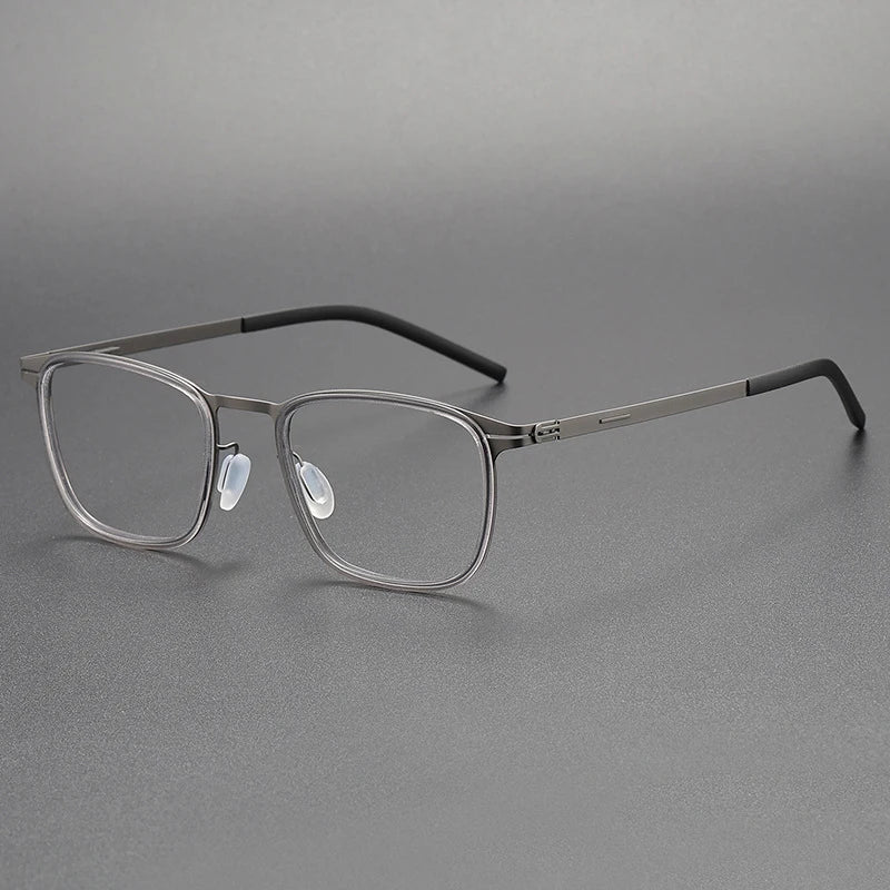 Black Mask Unisex Full Rim Square Stainless Steel Acetate Eyeglasses 1214 Full Rim Black Mask Gray  