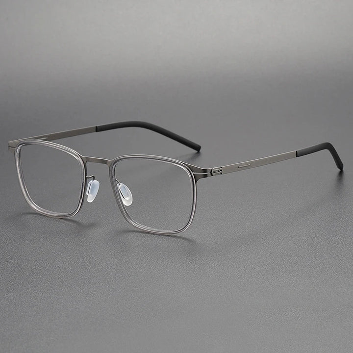 Black Mask Unisex Full Rim Square Stainless Steel Acetate Eyeglasses 1214 Full Rim Black Mask Gray  