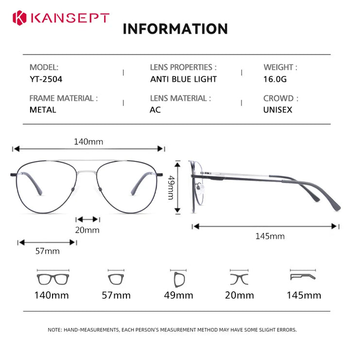 Kansept Unisex Full Rim Oval Double Bridge Alloy Reading Glasses 72504