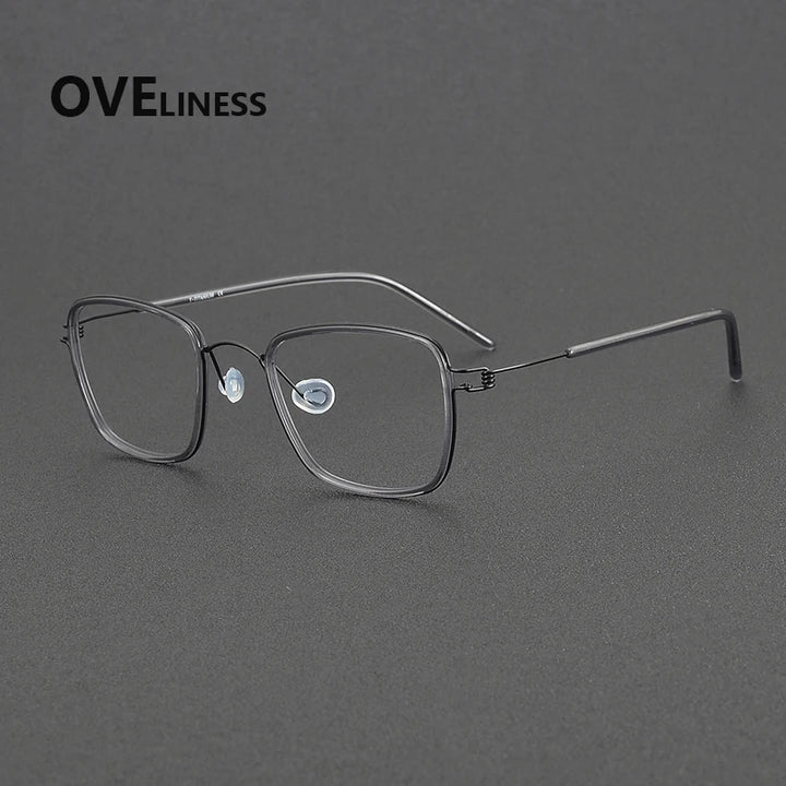 Oveliness Women's Full Rim Polygon Acetate Titanium Eyeglasses 381048