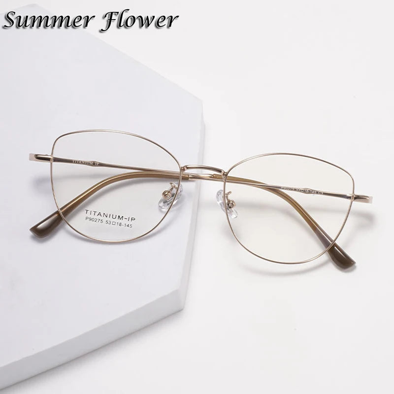 Summer Flower Women's Full Rim Square Cat Eye Alloy Eyeglasses 90275 Full Rim Summer Flower