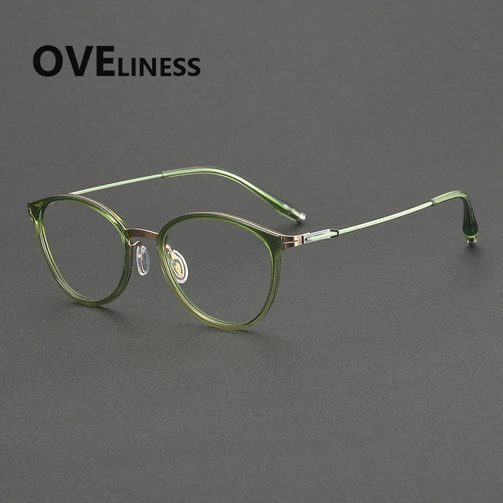 Oveliness Unisex Full Rim Oval Round Acetate Titanium Eyeglasses 22501