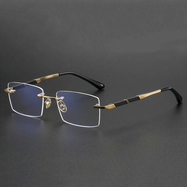Hdcrafter Men's Rimless Square Titaniume Eyeglasses 232920