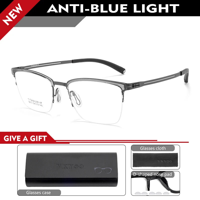 Vicky Unisex Semi Rim Square Titanium Reading Glasses 628813