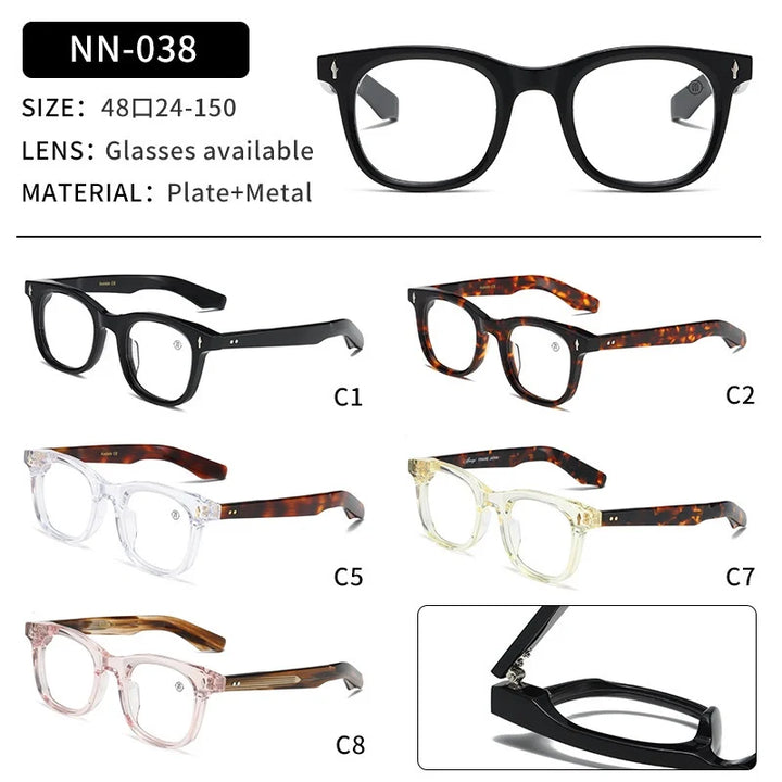 Nobler Unisex Full Rim Square Thick Acetate Eyeglasses N038 Full Rim Nobler   