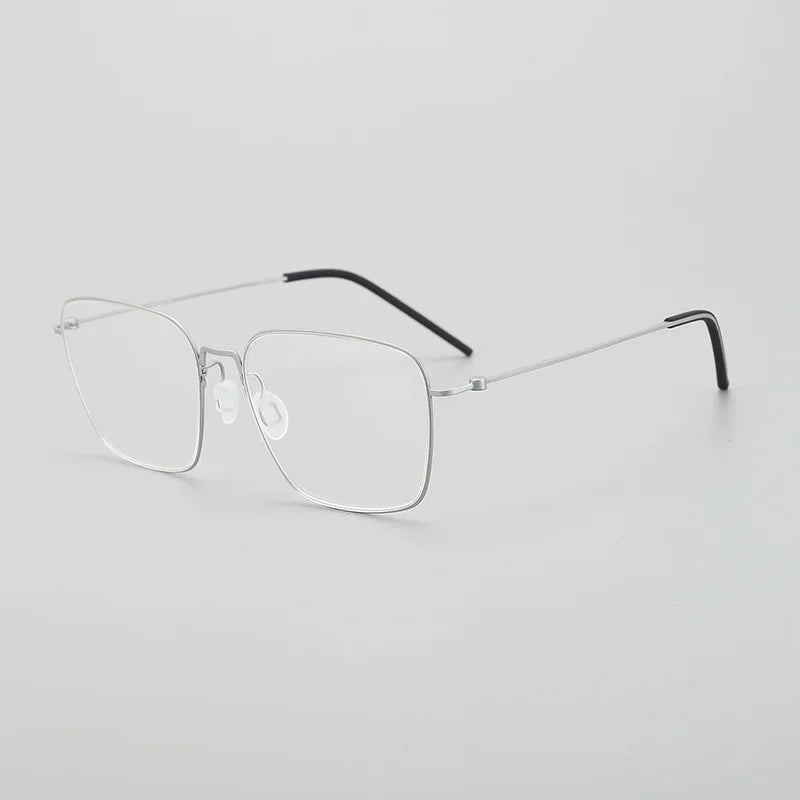 Black Mask Unisex Full Rim Square Screwless Titanium Eyeglasses 195538