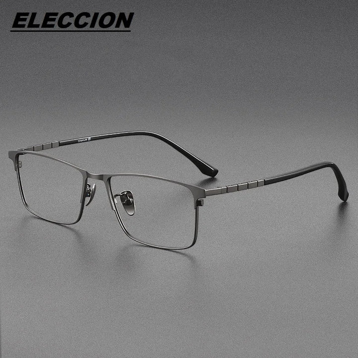 Eleccion Unisex Full Rim Square Titanium Eyeglasses 89188 Full Rim Eleccion Gray CHINA