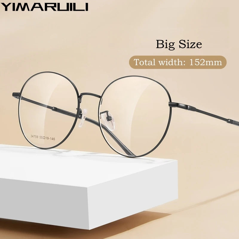 Yimaruili Unisex Full Rim Big Round Alloy Eyeglasses 34759 Full Rim Yimaruili Eyeglasses   