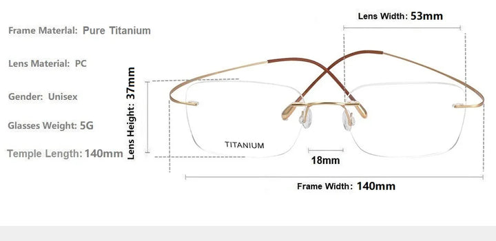 Eleccion Unisex Rimless Square Screwless Titanium Eyeglasses 16016 Rimless Eleccion