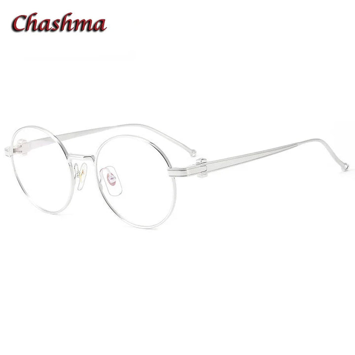 Chashma Ochki Unisex Full Rim Round Titanium Eyeglasses 0293 Full Rim Chashma Ochki Silver  