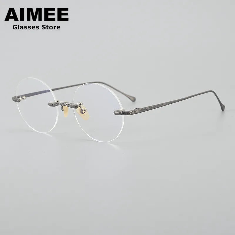 Aimee Unisex Rimless Round Titanium Eyeglasses 59334 Rimless Aimee   