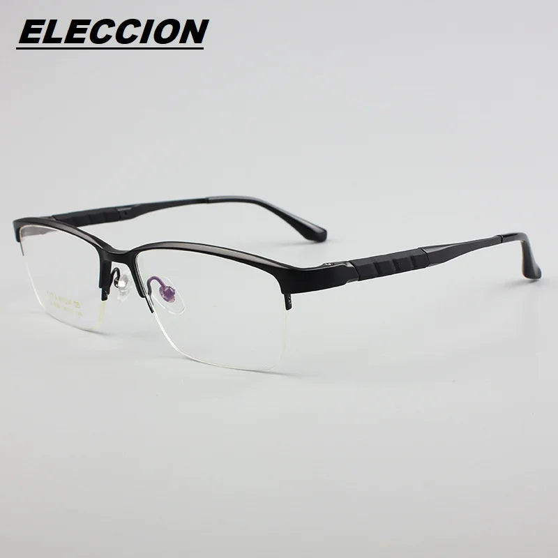 Eleccion Unisex Semi Rim Square Titanium Eyeglasses 6193 Semi Rim Eleccion Black CHINA