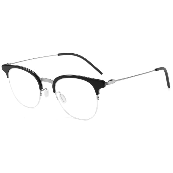 Yimaruili Unisex Semi Rim Round Pure Titanium Eyeglasses 23880Y — view 5 | Yimaruili at FuzWeb