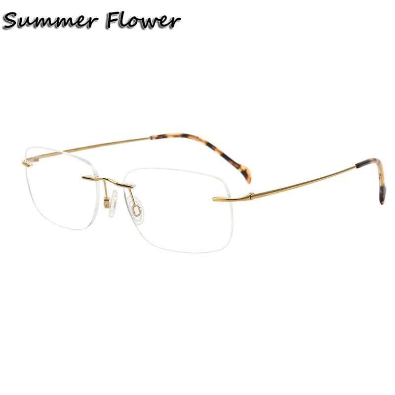 Summer Flower Unisex Rimless Titanium Eyeglasses 616021