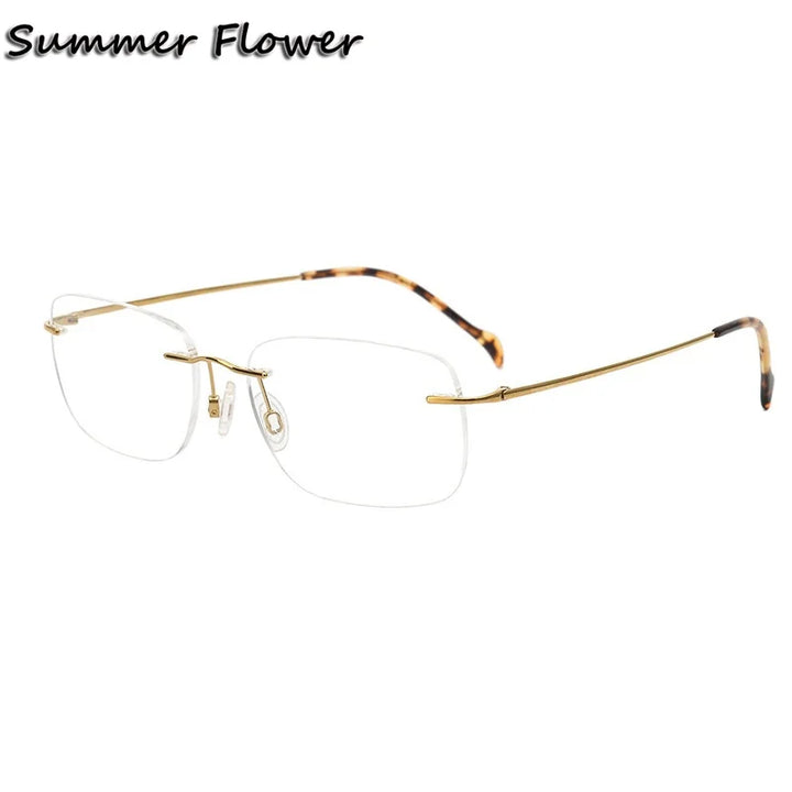 Summer Flower Unisex Rimless Titanium Eyeglasses 616021