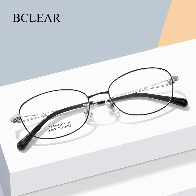 Bclear Women's Full Rim Oval Titanium Eyeglasses 7954 Full Rim Bclear   