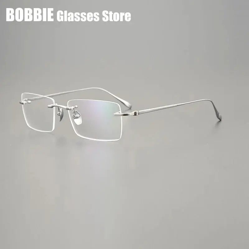 Bobbie Unisex Rimless Square Titanium Eyeglasses 355618 FuzWeb