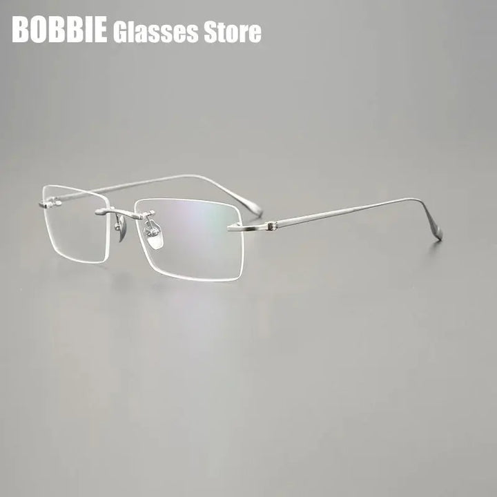 Bobbie Unisex Rimless Square Titanium Eyeglasses 355618 FuzWeb
