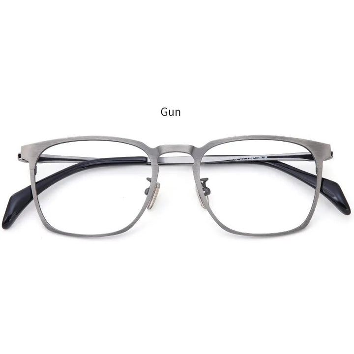 Muzz Men's Full Rim Square Titanium Eyeglasses S18008 Full Rim Muzz Gray  
