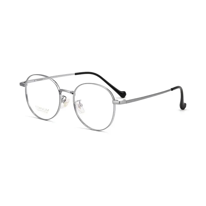 Handoer Women's Full Rim Round β Titanium Frame Eyeglasses 3933 Full Rim Handoer Silver  