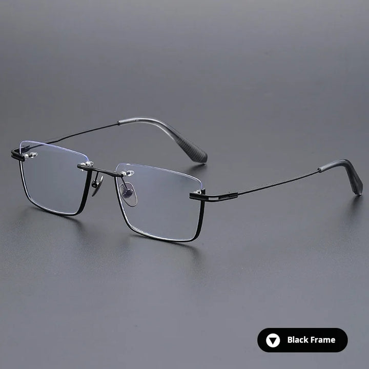 Momoja Unisex Semi Rim Big Polygon Square Titanium Eyeglasses 72416