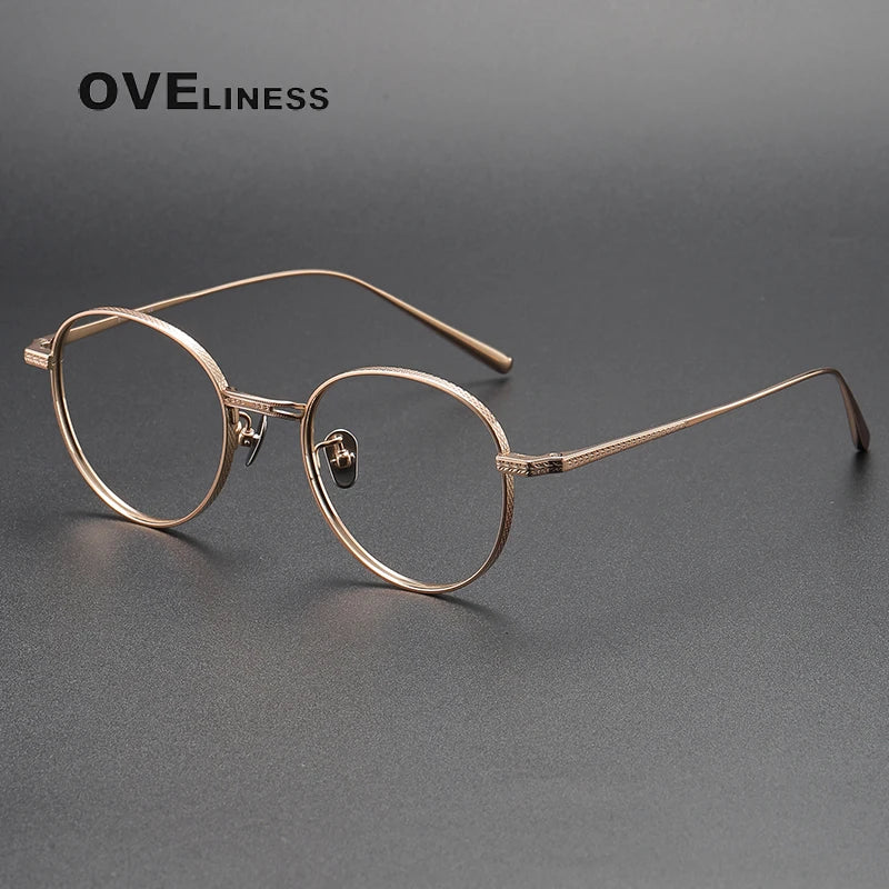 Oveliness Unisex Full Rim Round Titanium Eyeglasses 14027 Full Rim Oveliness rose gold  