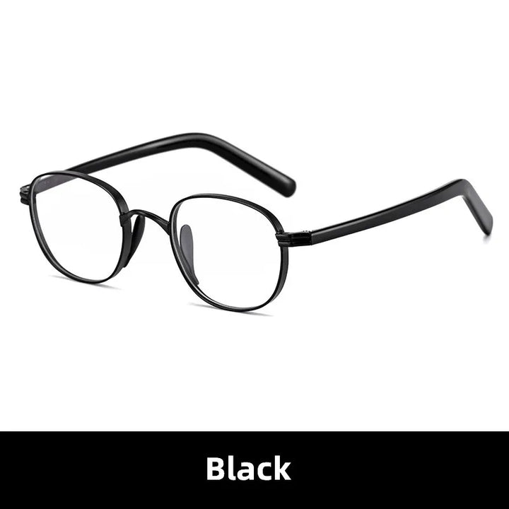 Kocolior Unisex Full Rim Round Titanium Hyperopic Reading Glasses 8017 Reading Glasses Kocolior Black 0 