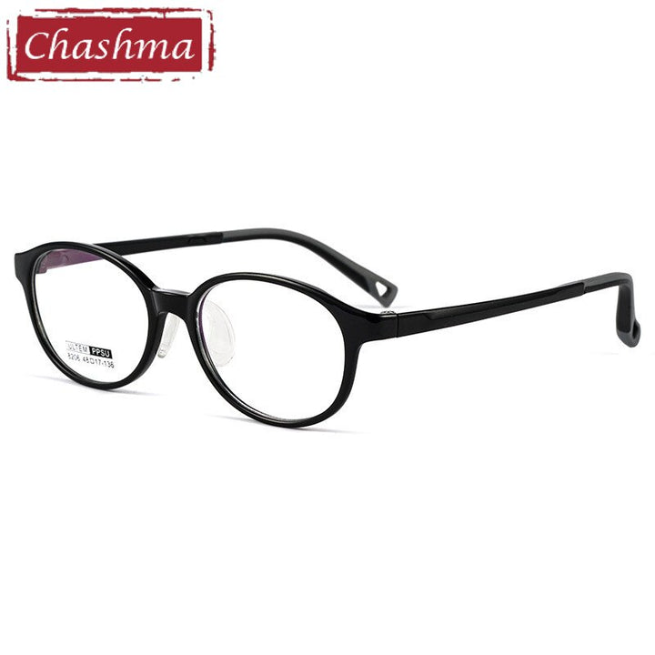 Chashma Unisex Children's Full Rim Oval Tr 90 Titanium Eyeglasses 8206 Full Rim Chashma Black  