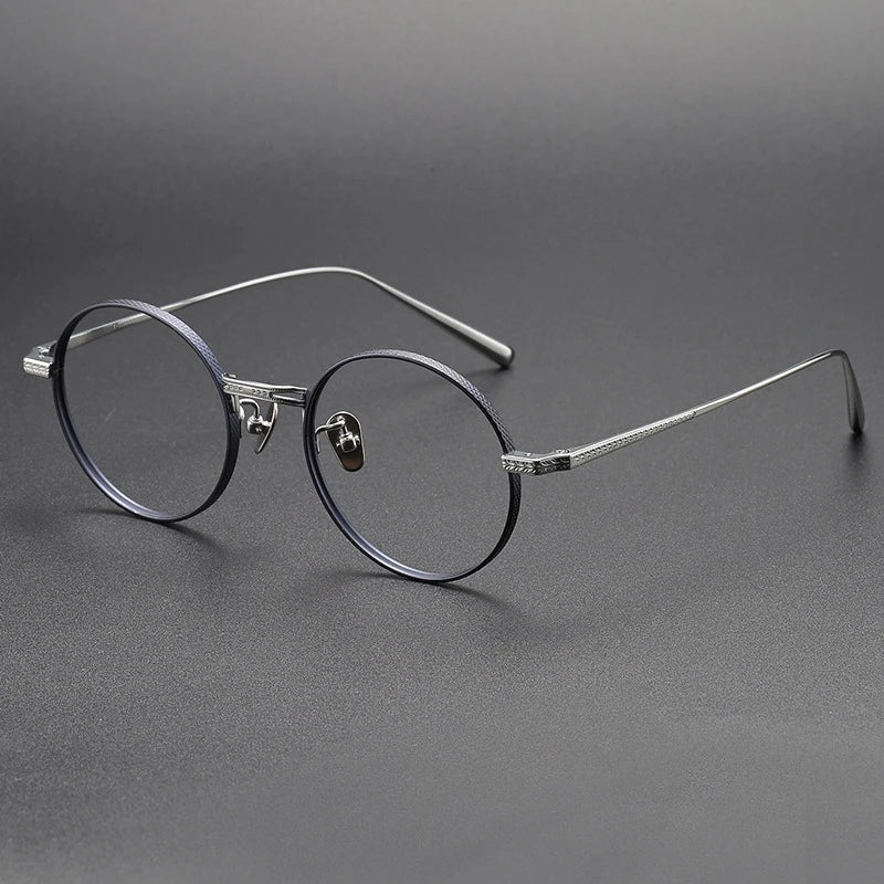 Black Mask Women's Full Rim Round Titanium Eyeglasses 77026