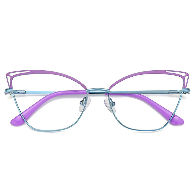 Zirosat Women's Full Rim Square Cat Eye Alloy Eyeglasses 30381