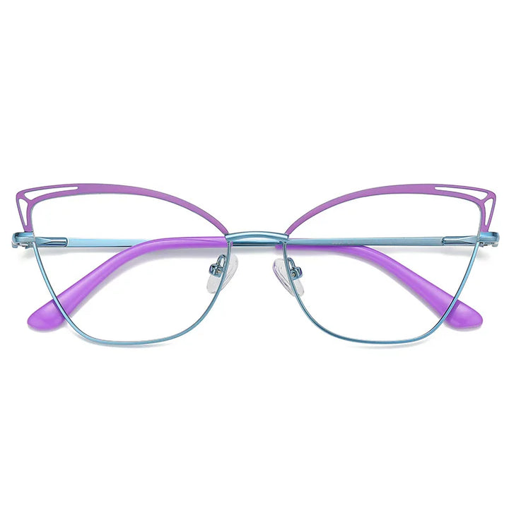 Zirosat Women's Full Rim Square Cat Eye Alloy Eyeglasses 30381