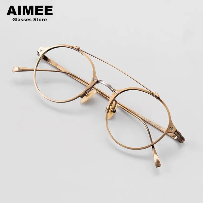 Aimee Unisex Full Rim Round Double Bridge Titanium  Eyeglasses 4747 Full Rim Aimee   