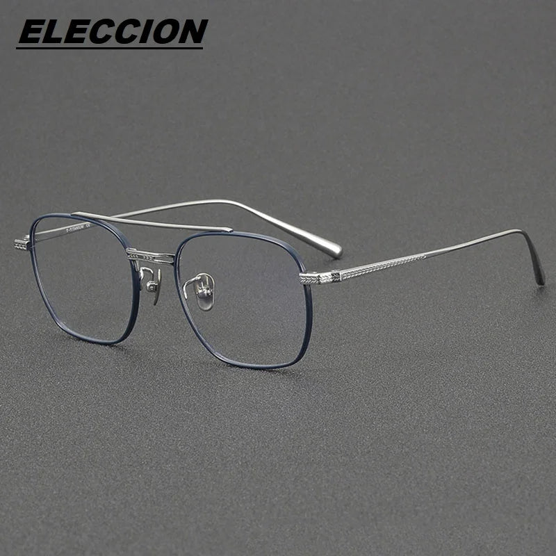 Eleccion Unisex Full Rim Square Double Bridge Titanium Eyeglasses 4015