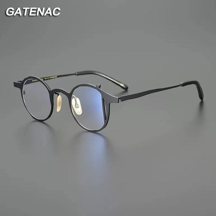 Gatenac Unisex Full Rim Round Titanium Eyeglasses Gxyj1220 Full Rim Gatenac   