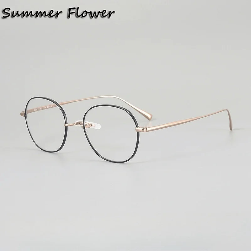 Summer Flower Unisex Full Rim Oval Square Titanium Eyeglasses 612407