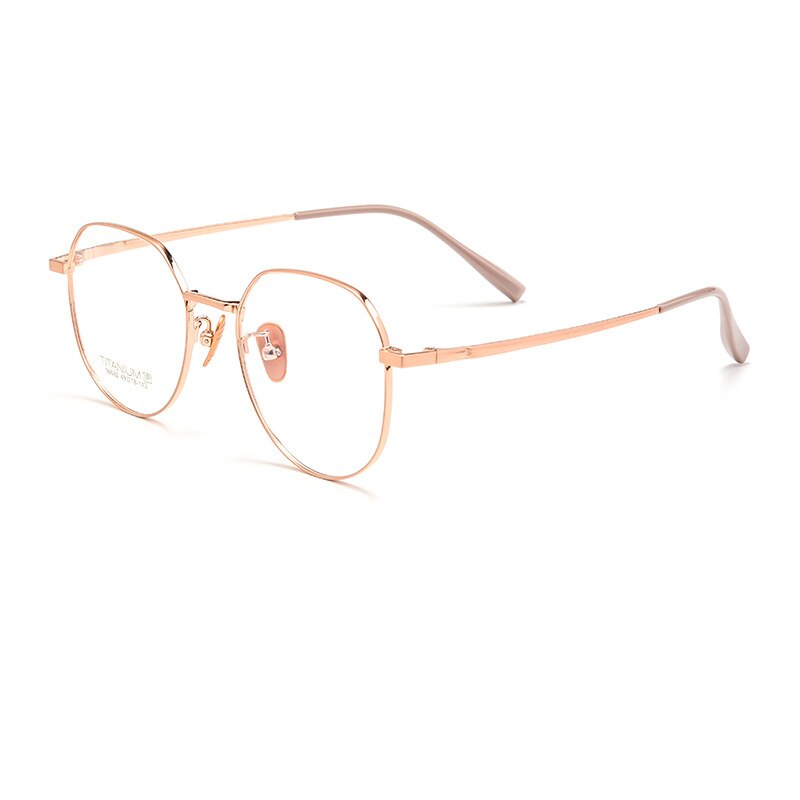 KatKani Unisex Full Rim Square Round Titanium Eyeglasses 98692a Full Rim KatKani Eyeglasses Rose Gold  