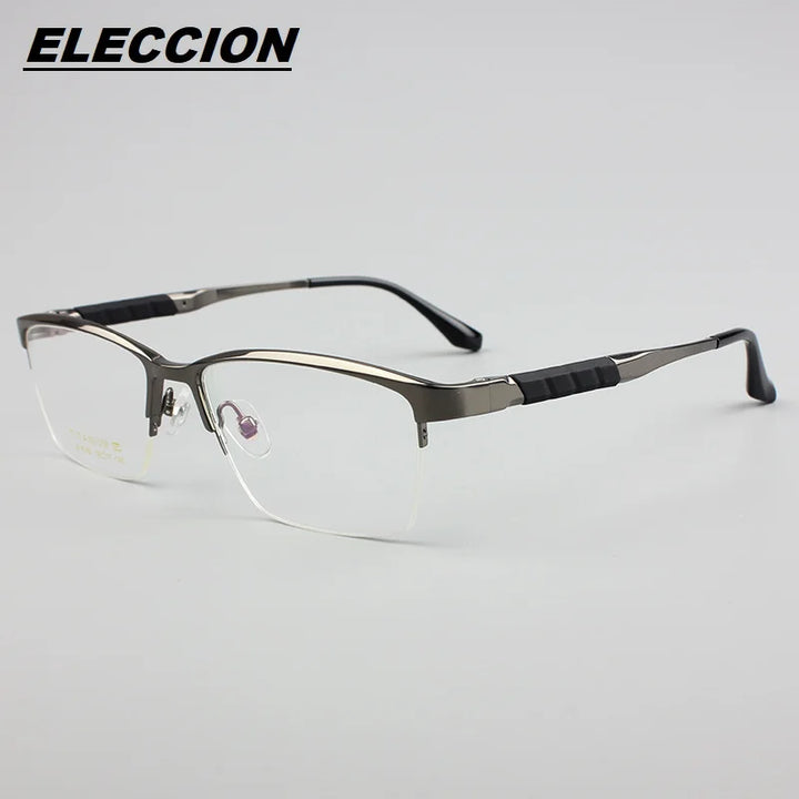 Eleccion Unisex Semi Rim Square Titanium Eyeglasses 6193 Semi Rim Eleccion Gray CHINA