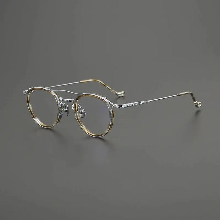 Gatenac Unisex Full Rim Oval Double Bridge Acetate Titanium Eyeglasses 574154 FuzWeb