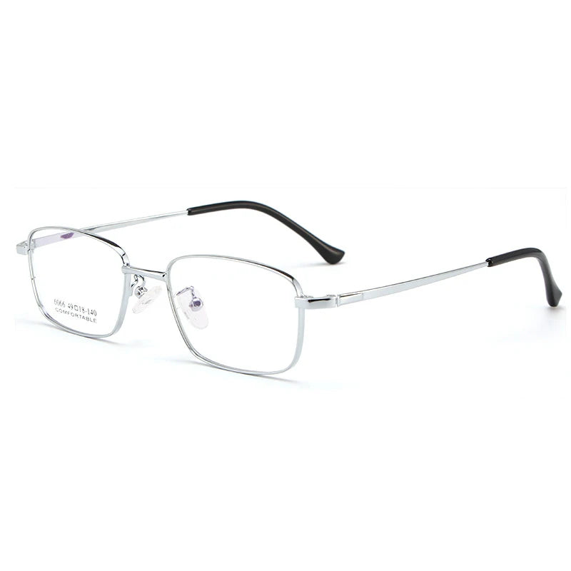 KatKani Men's Full Rim Square Titanium Eyeglasses 6066 Full Rim KatKani Eyeglasses Silver  