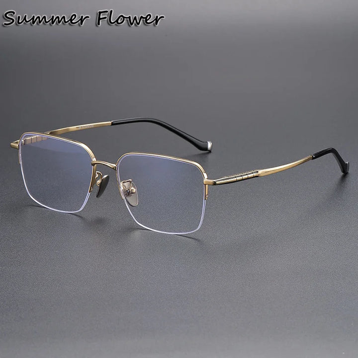 Summer Flower Unisex Semi Rim Square Titanium Eyeglasses 680905