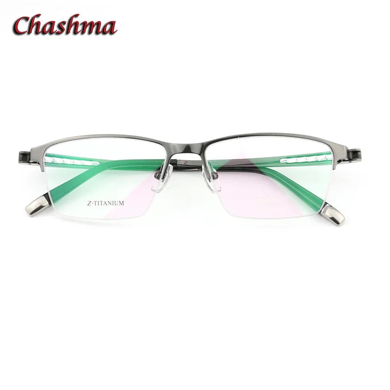 Chashma Ochki Men's Semi Rim Square Titanium Eyeglasses 27039 Semi Rim Chashma Ochki   