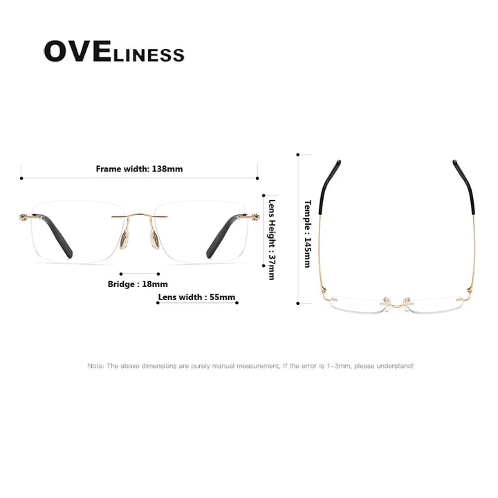 Oveliness Unisex Rimless Square Titanium Eyeglasses O80859 Rimless Oveliness   