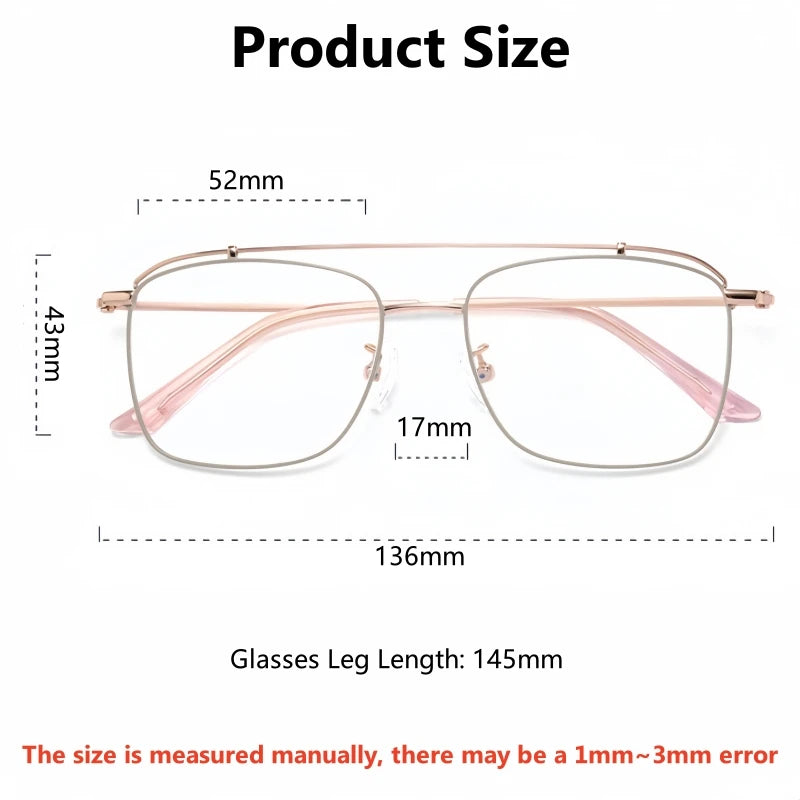 Yimaruili Women's Full Rim Square Double Bridge Titanium Eyeglasses 76007